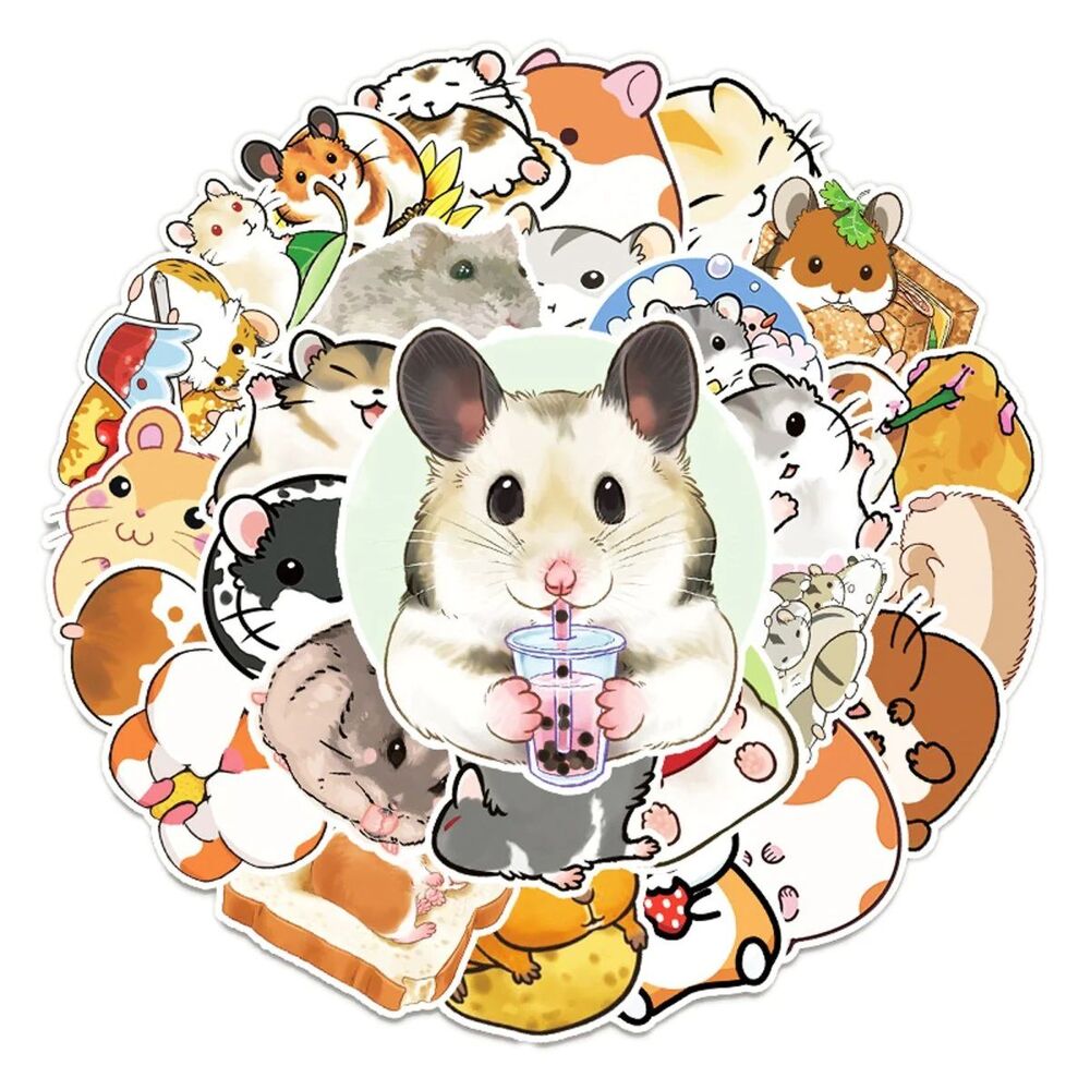 (50 pcs) Cute Hamster Stickers - PVC Waterproof High Definition UV Stick…
